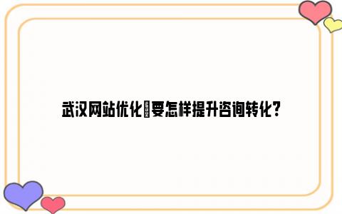 武汉网站优化67要怎样提升咨询转化? (https://www.rmltwz.